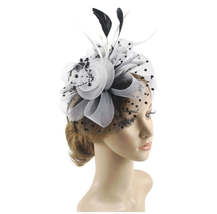 Women Flower Mesh Feather Fascinators Hat Headband and Clip tea Party He... - £9.43 GBP