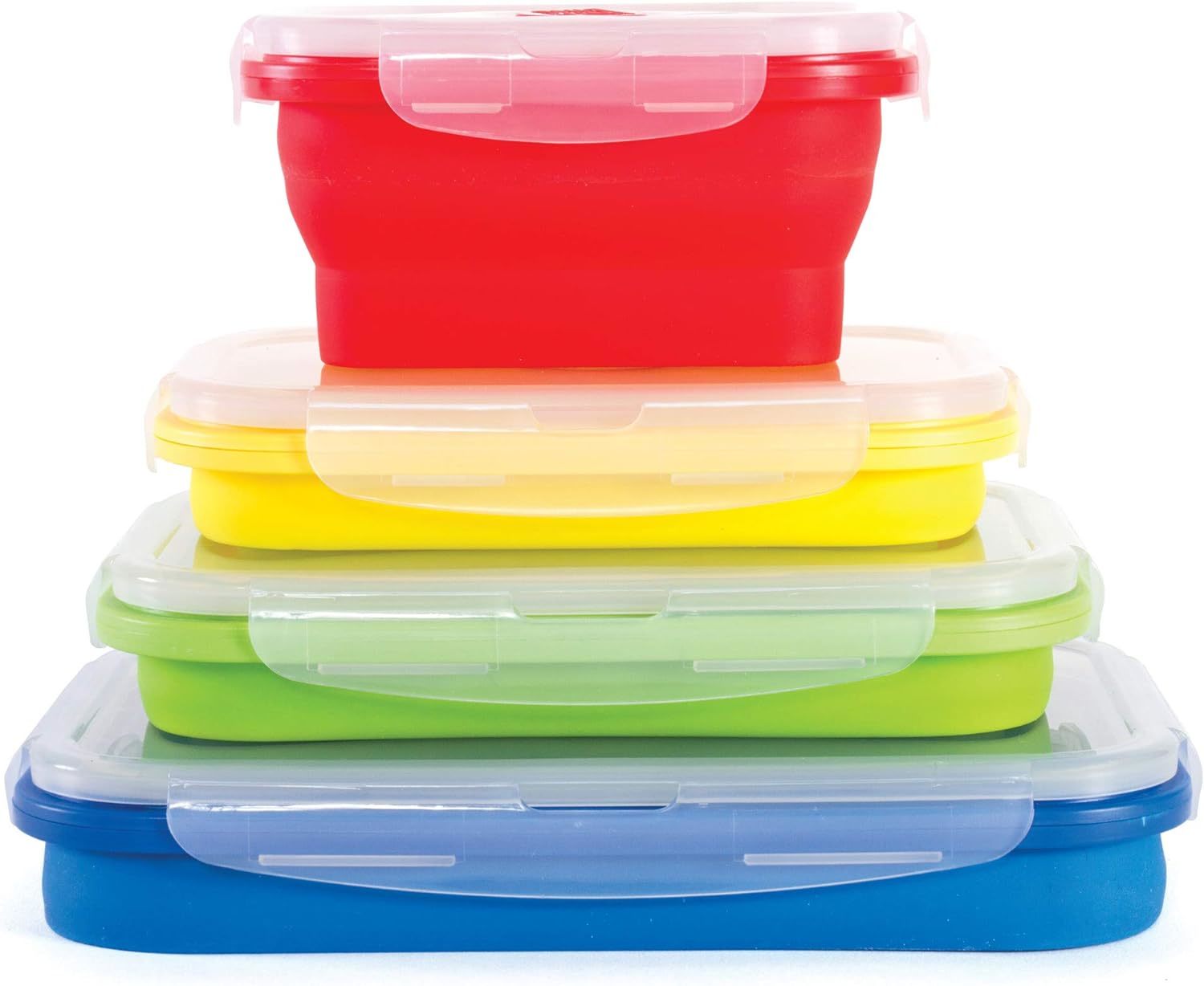 Thin Bins Collapsible Containers – Set Of 4 Rectangle Silicone Food Storage - $33.99