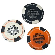 Harley Davidson Poker Chips Dealer Lot of 3 REEL BROTHERS MAUSTON WI - £11.93 GBP