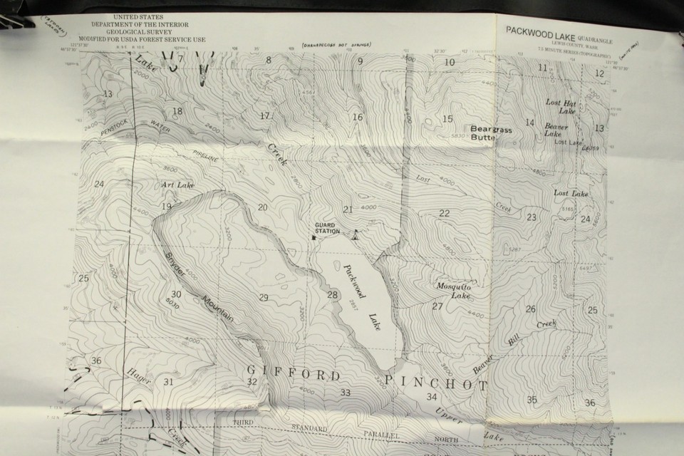 Packwood Lake WA Topographic Map 1985 USDA Forest Service Use 22" x 27" Item image 4