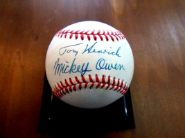 Mickey Owen Tommy Henrich Signed Auto Yankees Dodgers 1941 Ws Vtg Baseball Jsa - £118.42 GBP