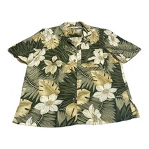 Alfred Dunner Shirt Womens 10 Petite Olive Green Floral 100% Polyester B... - $21.28