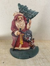 Cast Iron Vintage Santa Claus Hand Painted Heavy Door Stop Christmas Decor - $28.71