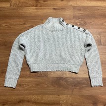 Jessica Simpson Gray Pullover Cropped Sweater Buttons Womens Size Medium - £9.38 GBP