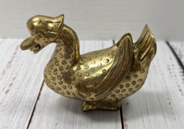 Vintage Brass Duck Goose MCM Paperweight Figure Carved Detailed Decor READ - £38.35 GBP