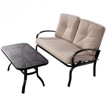 2 Pieces Patio Outdoor Cushioned Coffee Table Seat-Beige - Color: Beige - $398.99