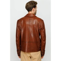 Vinci The Monola Tan Leather Men Jacket image 14