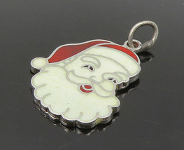 925 Sterling Silver - Vintage Enamel Santa Clause Christmas Pendant - PT12518 - £23.19 GBP