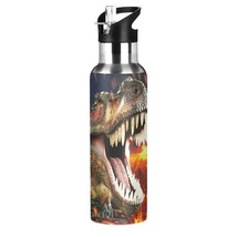 Dinosaur 3D T-Rex Water Bottle With Straw Lid Thermos Kids Insulated Sta... - £39.33 GBP