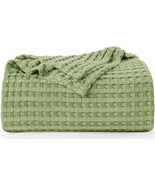 Utopia Bedding Sage Green 100% Cotton Waffle Blanket 300 Gsm [King - 90X108 - $78.09 CAD