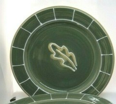 Three Hartstone Pottery Salad Plates LEAF MOSS Green &amp; Beige 8&quot; NEW - £23.52 GBP
