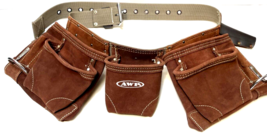 AWP Suede Leather Carpenter Construction Tool Belt 11-Pocket Pouch Apron... - £33.33 GBP
