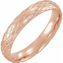 14k Rose Gold 4 MM Diamond Pattern Wedding Band Ring - £552.87 GBP+
