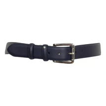 RALPH LAUREN Navy Blue Pebbled Leather Silver Roller Double Keeper Belt XL - $44.99