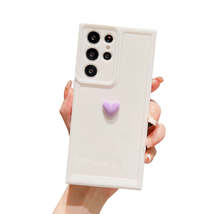 Anymob Samsung White With Violet Cute 3D Love Heart Case Shockproof Soft Silicon - £19.50 GBP