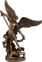 Veronese Design 4 Inch Archangel Saint Michael Slaying Demon Resin Figurine Hand - £17.85 GBP