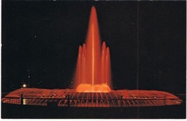 Michigan Postcard Sault Ste Marie Soo Locks Water Fountain at Night - £1.70 GBP