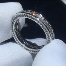 2.50Ct Round Simulated Diamond 14K White Gold Plated Full Eternity Wedding Band - £80.34 GBP