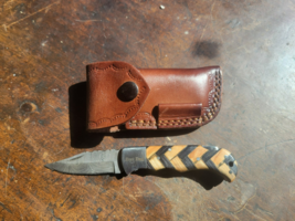 Custom Damascus Pocket Knife for Men Groomsmen With BEST DAD Engraved - $24.75
