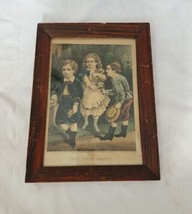 Antique Currier &amp; Ives THE LITTLE  Beaty Lithoprint Colored Framed, Read* - £51.37 GBP
