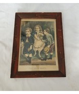 Antique Currier &amp; Ives THE LITTLE  Beaty Lithoprint Colored Framed, Read* - £51.56 GBP