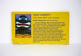 TMNT Talkin&#39; Leonardo Bio File Card Vintage Action Figure Part 1991 - £3.09 GBP