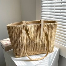 Women&#39;s Fashion Summer Beach Straw Bag Large Capacity Straw Handbag Woven Tote B - £42.09 GBP