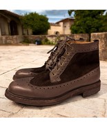 Polo Ralph Lauren Nickson Brown Leather Suede Wingtip Oxford Boots New M... - €75,50 EUR