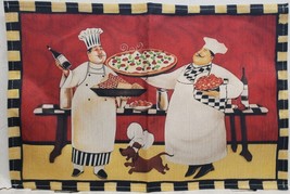 Set of 4 Thin Fabric Placemats, 12&quot;x18&quot;, 2 FAT CHEFS &amp; A DOG IN THE KITC... - £13.19 GBP