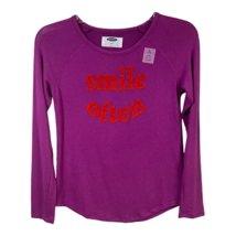 Old Navy Girls Smile Often Purple Long Sleeve Shirt Stretch Pullover L 1... - £20.46 GBP