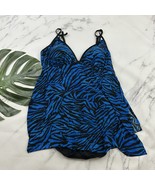 Trimshaper Womens One Piece Swimsuit Plus Size 20 W New Blue Black Skirt... - $37.61