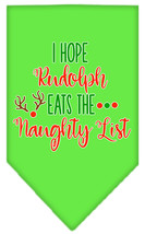 Hope Rudolph Eats Naughty List Screen Print Bandana Lime Green Size Large - £9.06 GBP
