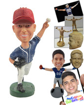 Personalized Bobblehead Left Handed Baseball Pitcher Throwing The Ball - Sports  - £71.31 GBP