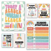 Retro Reading Motivational Posters | Set of 6 | Motivational Posters - $21.99