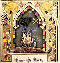 Christmas Peace On Earth Victorian Card Embossed Gold Morning Star PCBG11E - £15.68 GBP