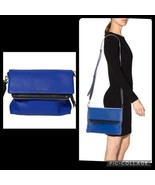 Michael Kors Ezra Medium Messenger Bag Pebble Leather Electric Blue Black - $104.99