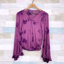 American Eagle Soft &amp; Sexy Ruffle Bell Sleeve Top Purple Tie Dye Womens XS - £18.50 GBP