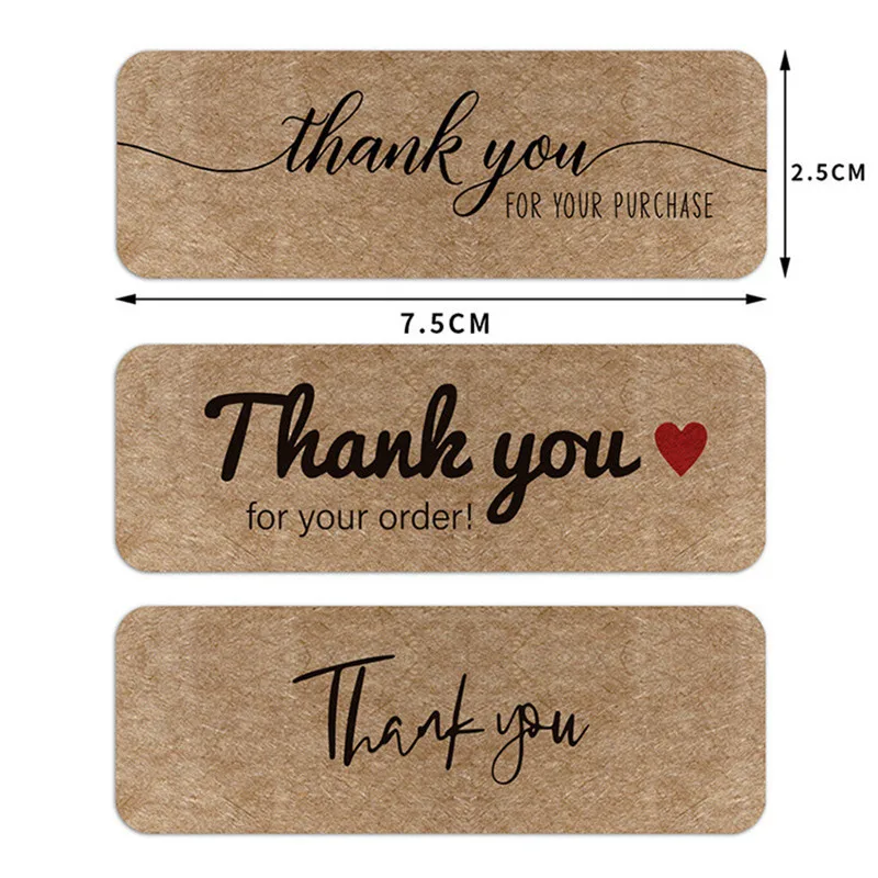 House Home Rectangular &quot;Thank You for Your Order&quot; Kraft Paper/pink Sticker Seal  - £19.66 GBP