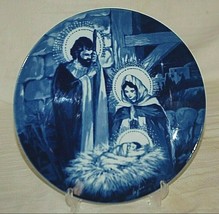 Avon Blue &amp; White Porcelain Collectors Plate The Holy Family 1991 - £13.23 GBP