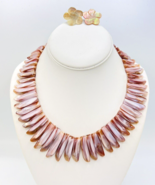 Artisan Mother Of Pearl Statement Collar Necklace Flower Earrings - £62.13 GBP