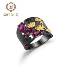 Natural Rhodolite Garnet Rings 925 Sterling Silver Handmade Humming Bee Flower F - £53.62 GBP