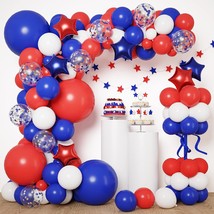 160Pcs Red White And Blue Balloons Garland Arch Kit Patriotic Balloon For Baseba - £19.17 GBP