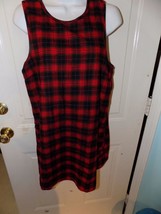 Forever 21  Red/Black Plaid Sleeveless Shift Dress Tunic Size L Women&#39;s EUC - £17.50 GBP