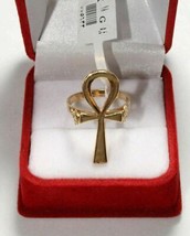 Bague en or égyptien 18K estampée croix pharaonique Ankh clé de vie 5 Gr... - £452.45 GBP