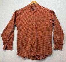 L.L. Bean Long Sleeve Button Down Shirt Orange Check Fall Vibes Men&#39;s La... - $14.69