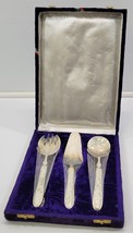 KK) Vintage 3-Piece Silver Tone Salad Serving Set Spoon Fork Spatula India - €84,74 EUR