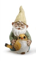 Woodland Pastel Garden Gnome with Bird Patio Lawn Decor - £14.98 GBP