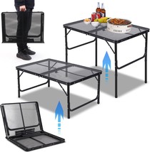 3×2 Ft Grill Foldable Table For Outside Camping With Mesh Desktop, Height - $82.96