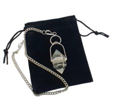 Pendulum Crystal Herkimer Diamond Garnet Double Terminated Gem Divination &amp; Bag - £17.09 GBP