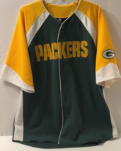 Green Bay Packers NFL NFC Football Yellow Stitch 90s Vintage Baseball Jersey XL - £34.36 GBP